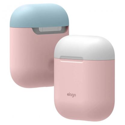 Elago Duo Silicone Case - силиконов калъф за Apple Airpods (розов-бял) 2