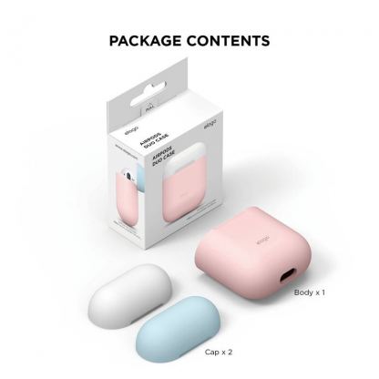 Elago Duo Silicone Case - силиконов калъф за Apple Airpods (розов-бял) 3