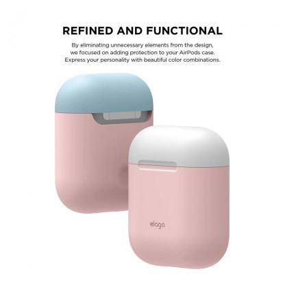 Elago Duo Silicone Case - силиконов калъф за Apple Airpods (розов-бял) 4