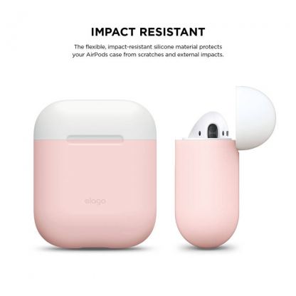 Elago Duo Silicone Case - силиконов калъф за Apple Airpods (розов-бял) 5