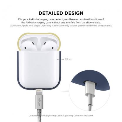 Elago Duo Silicone Case - силиконов калъф за Apple Airpods (син-бял) 6
