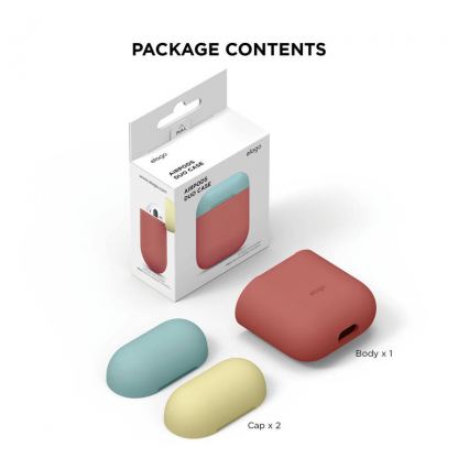Elago Duo Silicone Case - силиконов калъф за Apple Airpods (червен-син) 3