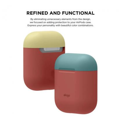 Elago Duo Silicone Case - силиконов калъф за Apple Airpods (червен-син) 4
