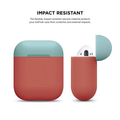 Elago Duo Silicone Case - силиконов калъф за Apple Airpods (червен-син) 5