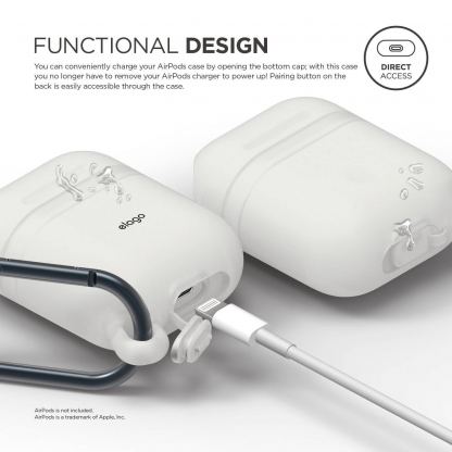 Elago Airpods Waterproof Hang Case - водоустойчив силиконов калъф с карабинер за Apple Airpods (фосфорициращ) 3