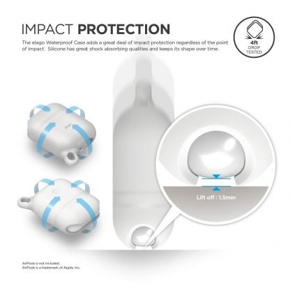 Elago Airpods Waterproof Hang Case - водоустойчив силиконов калъф с карабинер за Apple Airpods (фосфорициращ) 6