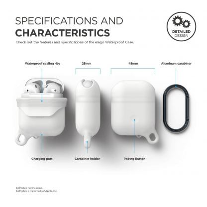 Elago Airpods Waterproof Hang Case - водоустойчив силиконов калъф с карабинер за Apple Airpods (фосфорициращ) 7