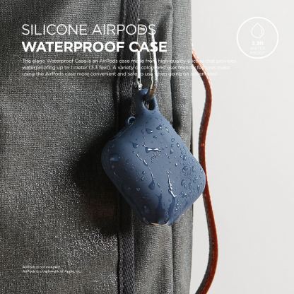 Elago Airpods Waterproof Hang Case - водоустойчив силиконов калъф с карабинер за Apple Airpods (тъмносин) 8
