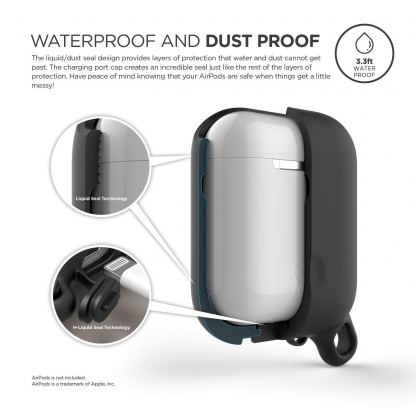 Elago Airpods Waterproof Hang Case - водоустойчив силиконов калъф с карабинер за Apple Airpods (черен) 3