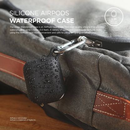 Elago Airpods Waterproof Hang Case - водоустойчив силиконов калъф с карабинер за Apple Airpods (черен) 5