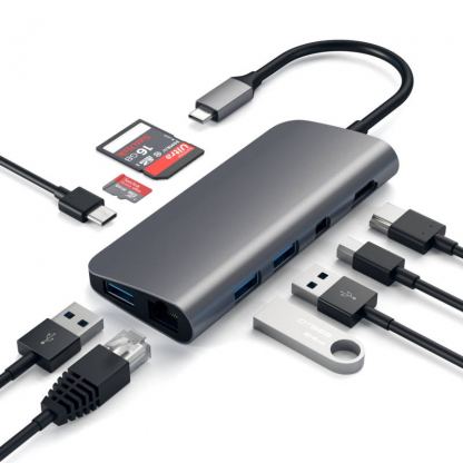 Satechi USB-C Multimedia Adapter - мултифункционален хъб за свързване на допълнителна периферия за MacBook Pro (тъмносив) 3