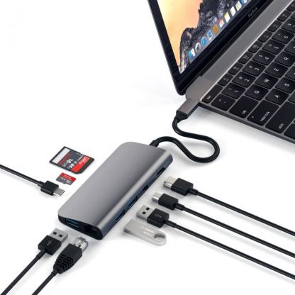 Satechi USB-C Multimedia Adapter - мултифункционален хъб за свързване на допълнителна периферия за MacBook Pro (тъмносив) 4