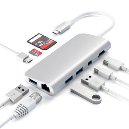 Satechi USB-C Multimedia Adapter - мултифункционален хъб за свързване на допълнителна периферия за MacBook Pro (сребрист) 3