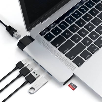 Satechi USB-C Pro USB Hub HDMI 4K & Ethernet - мултифункционален хъб за свързване на допълнителна периферия за MacBook Pro (сребрист) 3