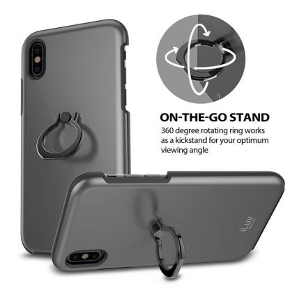 iLuv Metal Forge Ring Case -  поликарбонатов кейс с пръстен против изпускане за iPhone XS, iPhone X (сив) 2