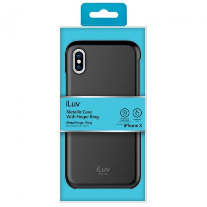 iLuv Metal Forge Ring Case -  поликарбонатов кейс с пръстен против изпускане за iPhone XS, iPhone X (сив) 7