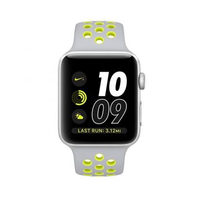 Apple Watch Nike+ 38mm Sport Band - оригинална силиконова каишка за Apple Watch 38мм (сив-жълт) (reconditioned) (Apple Box) 3