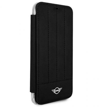 Mini Cooper Debossed Lines PU Leather Booktype Case - кожен калъф, тип портфейл за iPhone XS, iPhone X (черен) 2