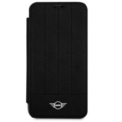 Mini Cooper Debossed Lines PU Leather Booktype Case - кожен калъф, тип портфейл за iPhone XS, iPhone X (черен) 3
