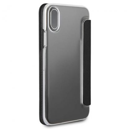 Mini Cooper Debossed Lines PU Leather Booktype Case - кожен калъф, тип портфейл за iPhone XS, iPhone X (черен) 8