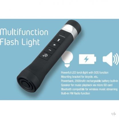 Clint Multifunctional Flashlight - фенерче, външна батерия и спийкър за мобилни устройства 10