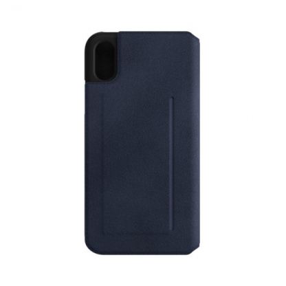 Bugatti Parigi Booklet Case - хоризонтален велурен калъф, тип портфейл за iPhone XS, iPhone X (син) 2
