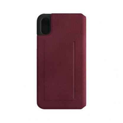 Bugatti Parigi Booklet Case - хоризонтален велурен калъф, тип портфейл за iPhone XS, iPhone X (червен) 2
