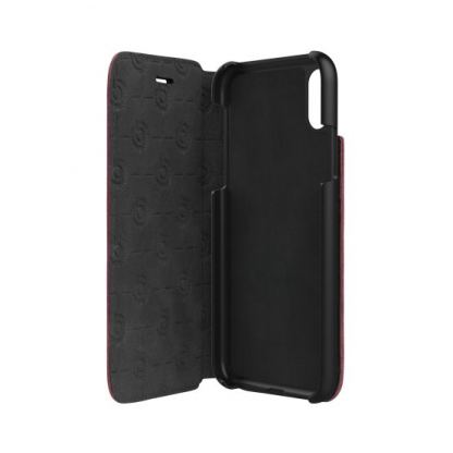 Bugatti Parigi Booklet Case - хоризонтален велурен калъф, тип портфейл за iPhone XS, iPhone X (червен) 4
