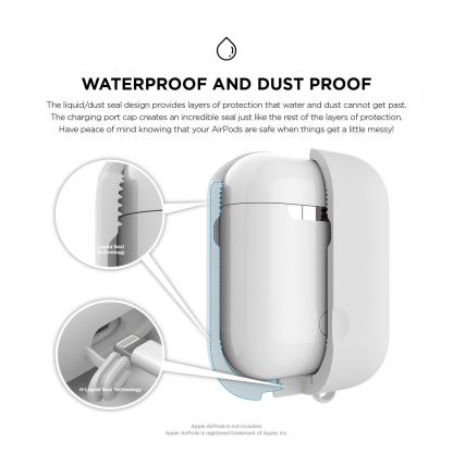 Elago Airpods Waterproof Case - водоустойчив силиконов калъф за Apple Airpods (бял) 4
