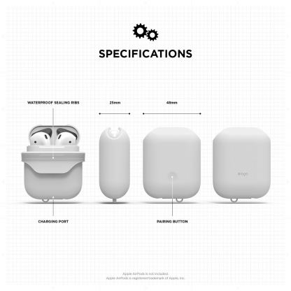 Elago Airpods Waterproof Case - водоустойчив силиконов калъф за Apple Airpods (бял) 7