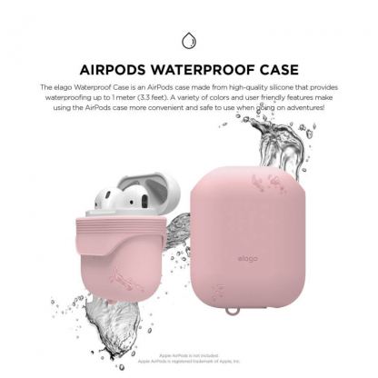 Elago Airpods Waterproof Case - водоустойчив силиконов калъф за Apple Airpods (розов) 7
