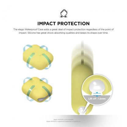 Elago Airpods Waterproof Case - водоустойчив силиконов калъф за Apple Airpods (жълт) 3