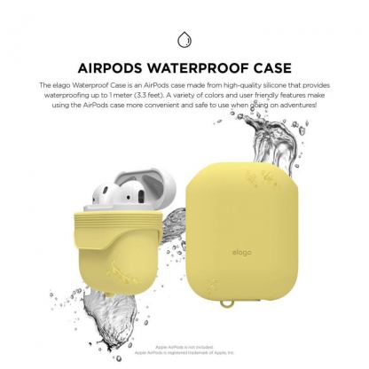 Elago Airpods Waterproof Case - водоустойчив силиконов калъф за Apple Airpods (жълт) 4
