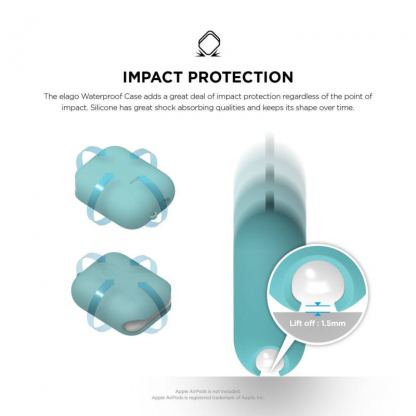 Elago Airpods Waterproof Case - водоустойчив силиконов калъф за Apple Airpods (светлосин) 5