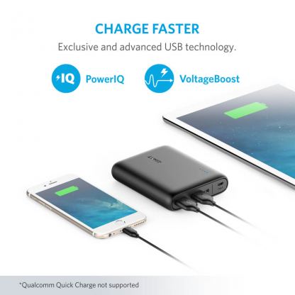 Anker PowerCore Compact 13000 mAh с PowerIQ и VoltageBoost - преносима външна батерия с 2 USB изхода за зареждане на мобилни устройства (черен) 3