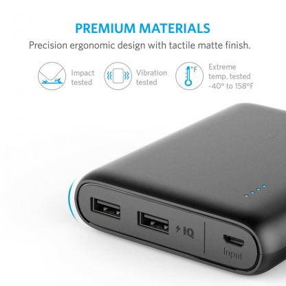 Anker PowerCore Compact 13000 mAh с PowerIQ и VoltageBoost - преносима външна батерия с 2 USB изхода за зареждане на мобилни устройства (черен) 7
