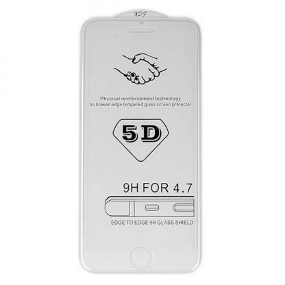 Premium Full Glue 5D Tempered Glass - обхващащо и ръбовете стъклено защитно покритие за дисплея на iPhone SE (2020), iPhone 8, iPhone 7 (прозрaчен) 2