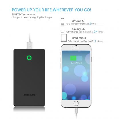 TeckNet iEP517 PowerEx 6000mAh Power Bank - качествена външна батерия 6000mAh с вграден microUSB кабел и USB изход за смартфони и таблети (черен) 4