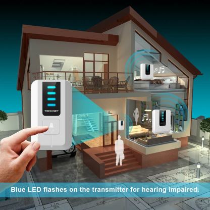 TeckNet WA838 Plug-In Wireless Doorbell - комплект 2 броя иновативни безжични звънци и предавател за входна врата (бял) 3