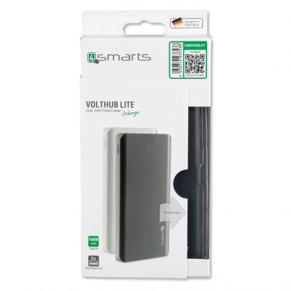 4smarts Power Bank VoltHub Lite 10000 mAh - външна батерия с два USB и USB-C изходи (тъмносив) 4