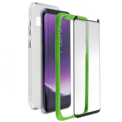 4smarts 360° Premium Protection Set Easy-Assist - хибриден кейс и стъклено покритие за Samsung Galaxy S8 (с рамка за поставяне) (прозрачен) 2