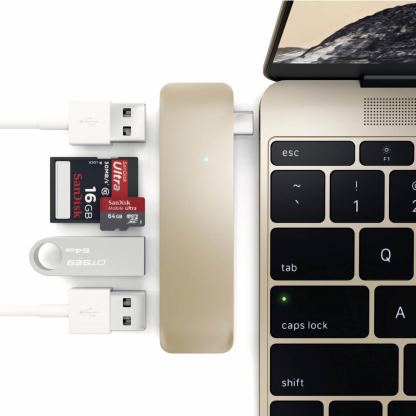Satechi USB-C USB Hub - мултифункционален хъб за свързване на допълнителна периферия за компютри с USB-C (златист) 4