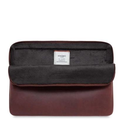 Knomo Barbican Leather Sleeve 16 - луксозен кожен калъф с цип за преносими компютри до 16 инча (кафяв)  2