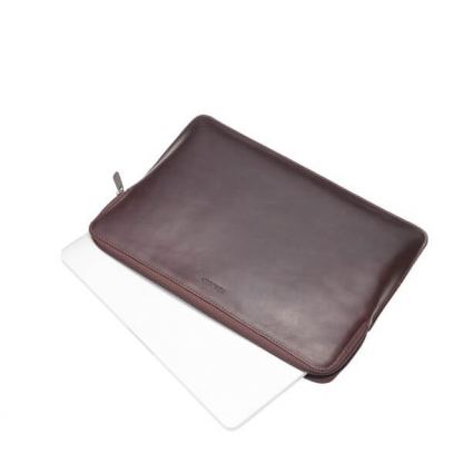 Knomo Barbican Leather Sleeve 16 - луксозен кожен калъф с цип за преносими компютри до 16 инча (кафяв)  3