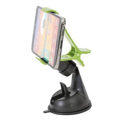 Omega Universal Smartphone Car holder - универсална поставка за кола за iPhone и мобилни телефони (черен-зелен) 2