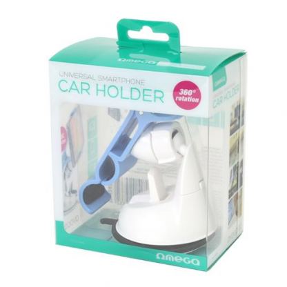 Omega Universal Smartphone Car holder - универсална поставка за кола за iPhone и мобилни телефони (бял-син) 4