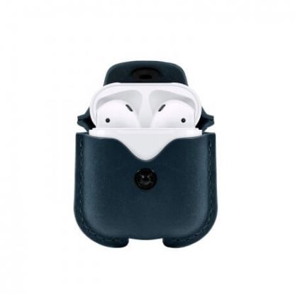TwelveSouth AirSnap Leather Case - кожен калъф (ествествена кожа) за Apple Airpods (тъмносин) 2