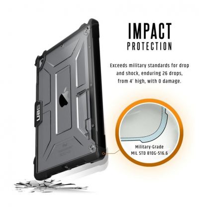 Urban Armor Gear Plasma Case - удароустойчив хибриден кейс от най-висок клас за iPad Pro 9.7, iPad 5 (2017), iPad 6 (2018), iPad Air, iPad Air 2 (прозрачен) 11