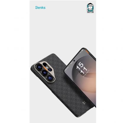 Кевларен кейс с MagSafe за  Samsung Galaxy S26 - Benks ArmorGrid ArmorAir Magnetic Kevlar Metal Frame Case 600D (черен) 7