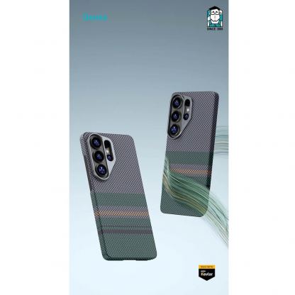 Кевларен кейс с MagSafe за Samsung Galaxy S26 - Benks Armor Air Aurora Kevlar Case 600D (черен-зелен) 6